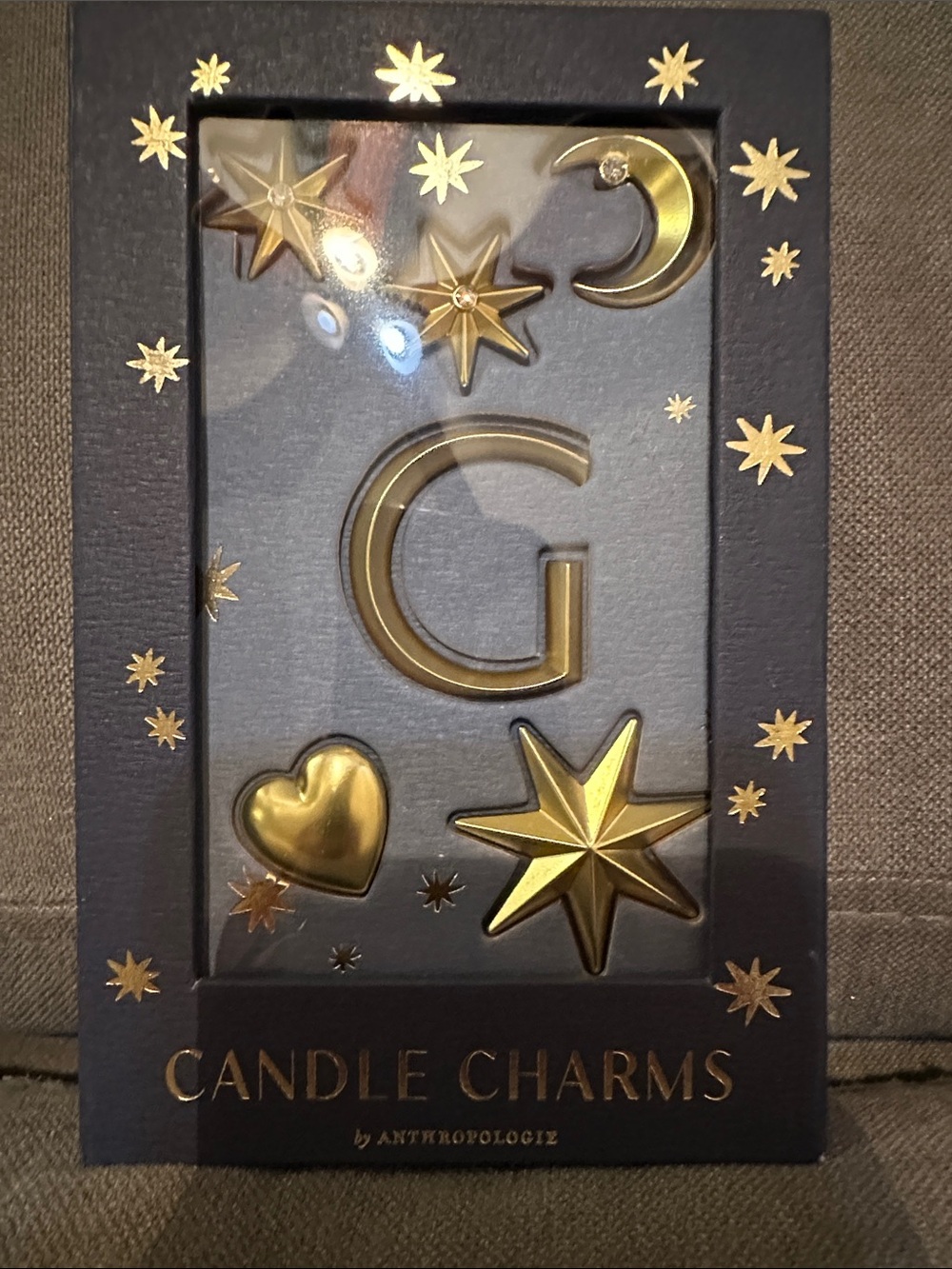 Anthropologie Metallic Gold Candle Charms Set - Stars, Moon, Heart & G
